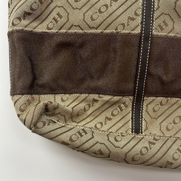 Coach Signature Lozenge Logo Canvas Shoulder Tote Bag Brown 18"x10"x3" - Picture 5 of 9